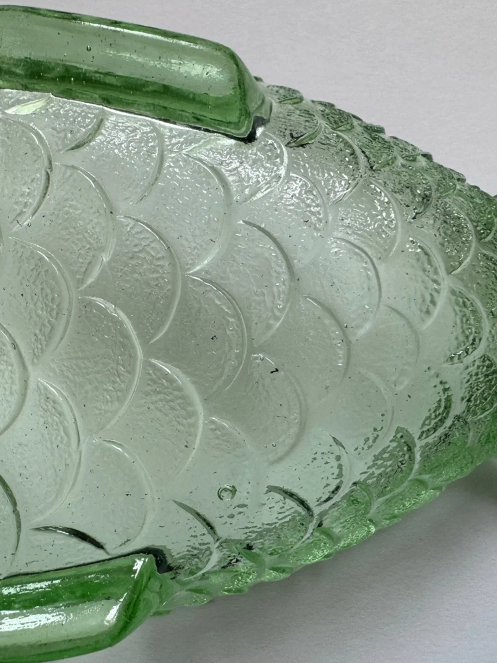 Ankerglas Bernsdorf 50s Pressed Green Glass Fish Dish - German Buffet Snack Dish